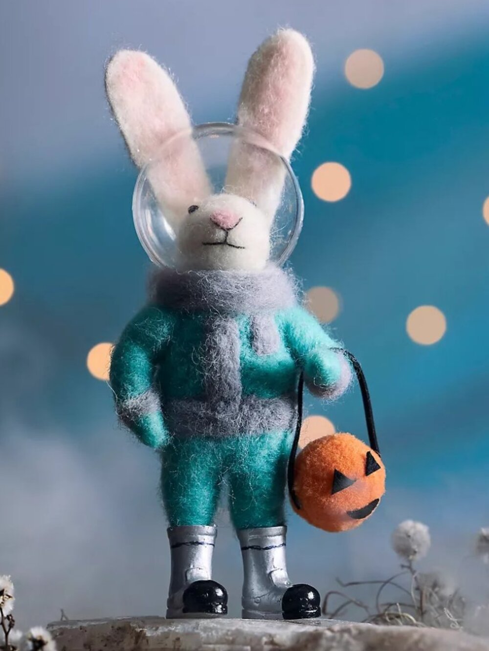 Anthropologie Astronaut Bunny Felt Critter Halloween Ornament NEW Whimsy Festive